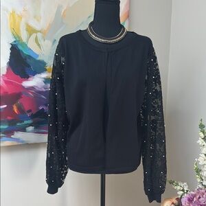 Giani Milano Chic Black Lace Sleeve Jacket